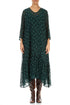 Flared Hem Peacock Dotty Silk Dress 1