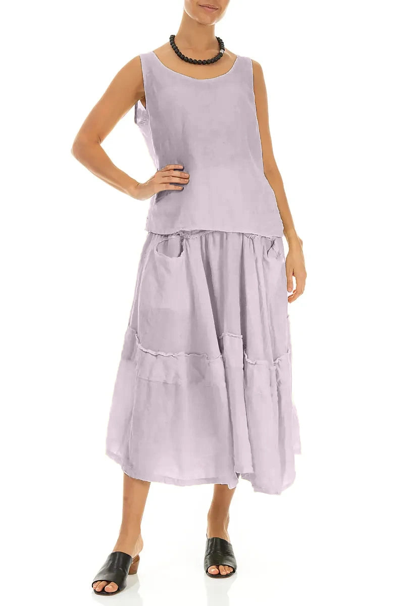 Flared Lilac Crêpe Linen Skirt