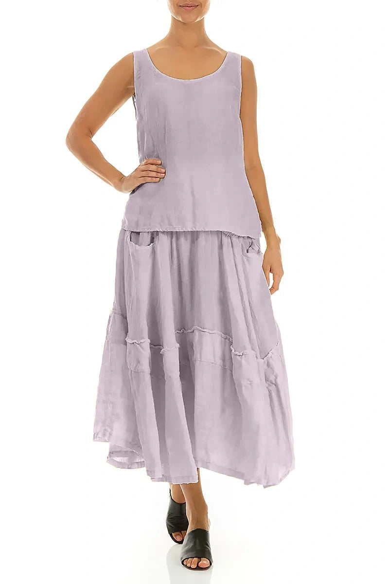 Flared Lilac Crêpe Linen Skirt