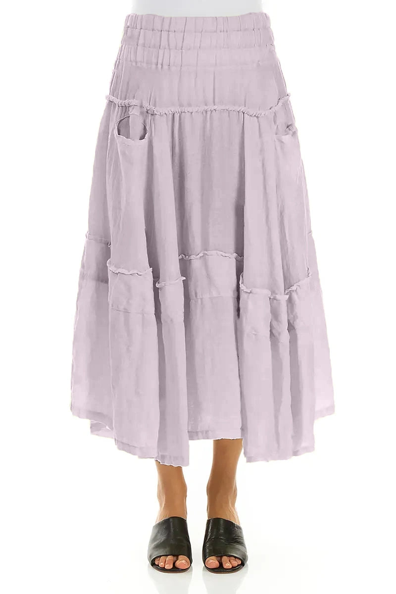Flared Lilac Crêpe Linen Skirt
