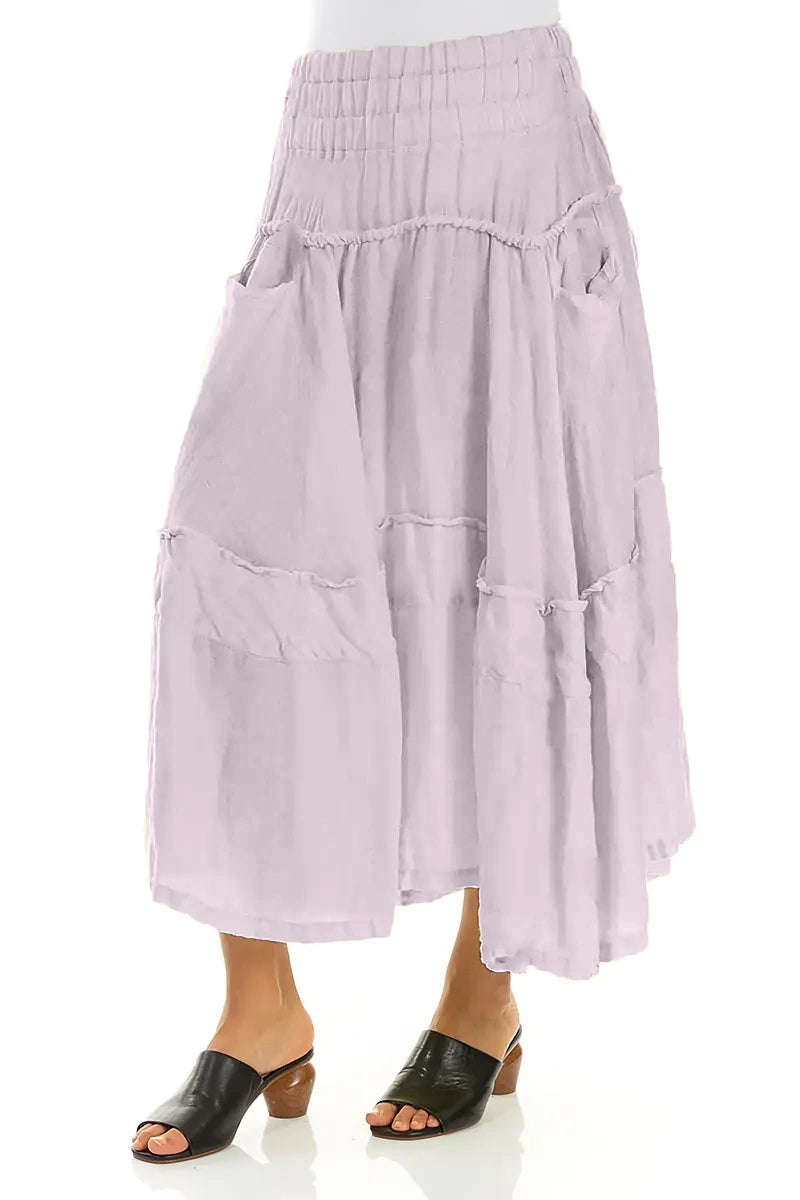 Flared Lilac Crêpe Linen Skirt