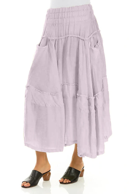 Flared Lilac Crêpe Linen Skirt