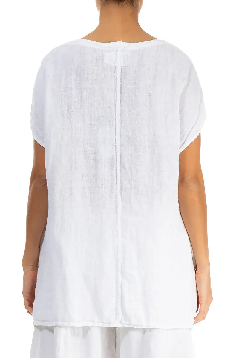 Flared Loose White  Linen Blouse