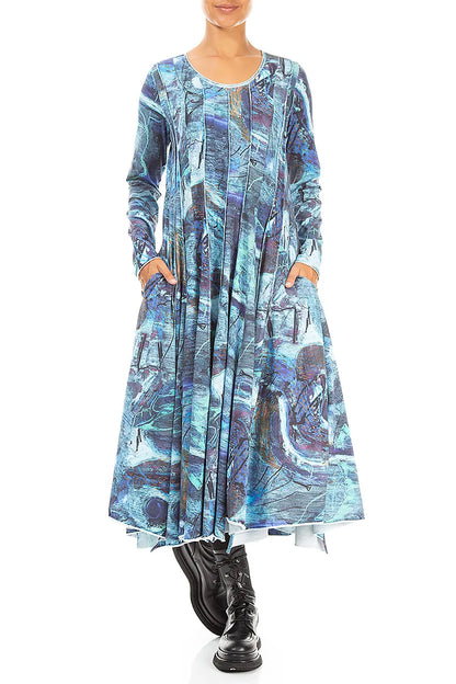 Flared Maxi Blue Reverie Cotton Dress