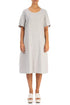 Flared Midi Taupe Linen Dress 1