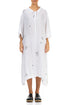 Flared Minimalistic White Bubbles Linen Dress 1