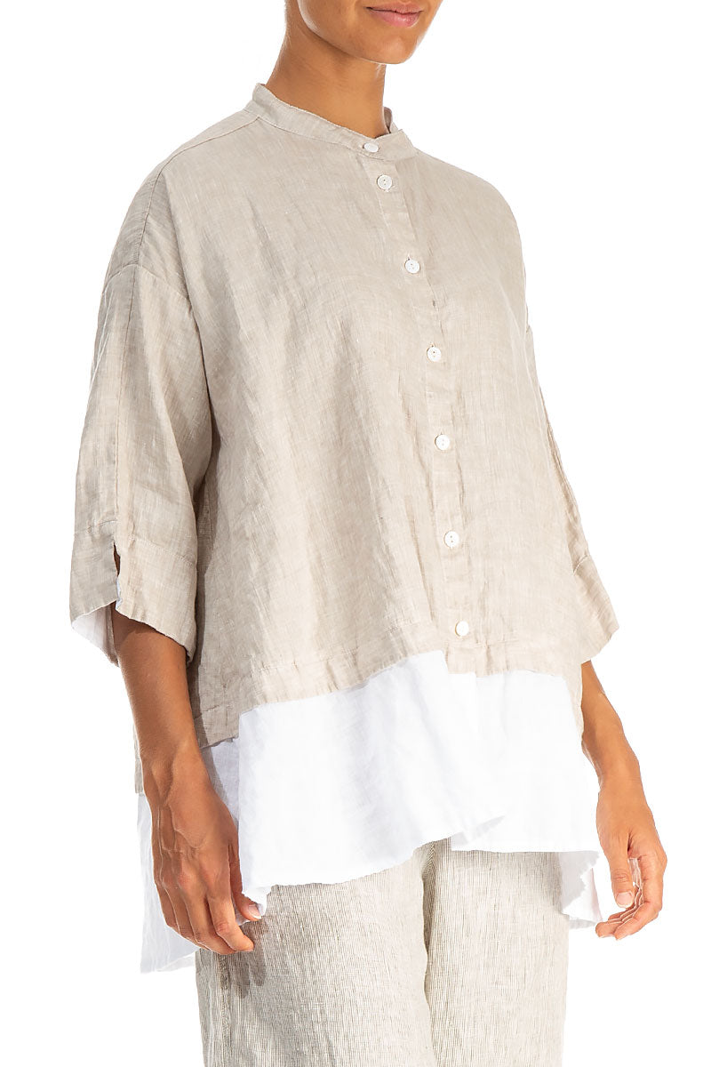 Flared Natural Linen Shirt 3