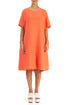 Flared New Orange Linen Dress 1