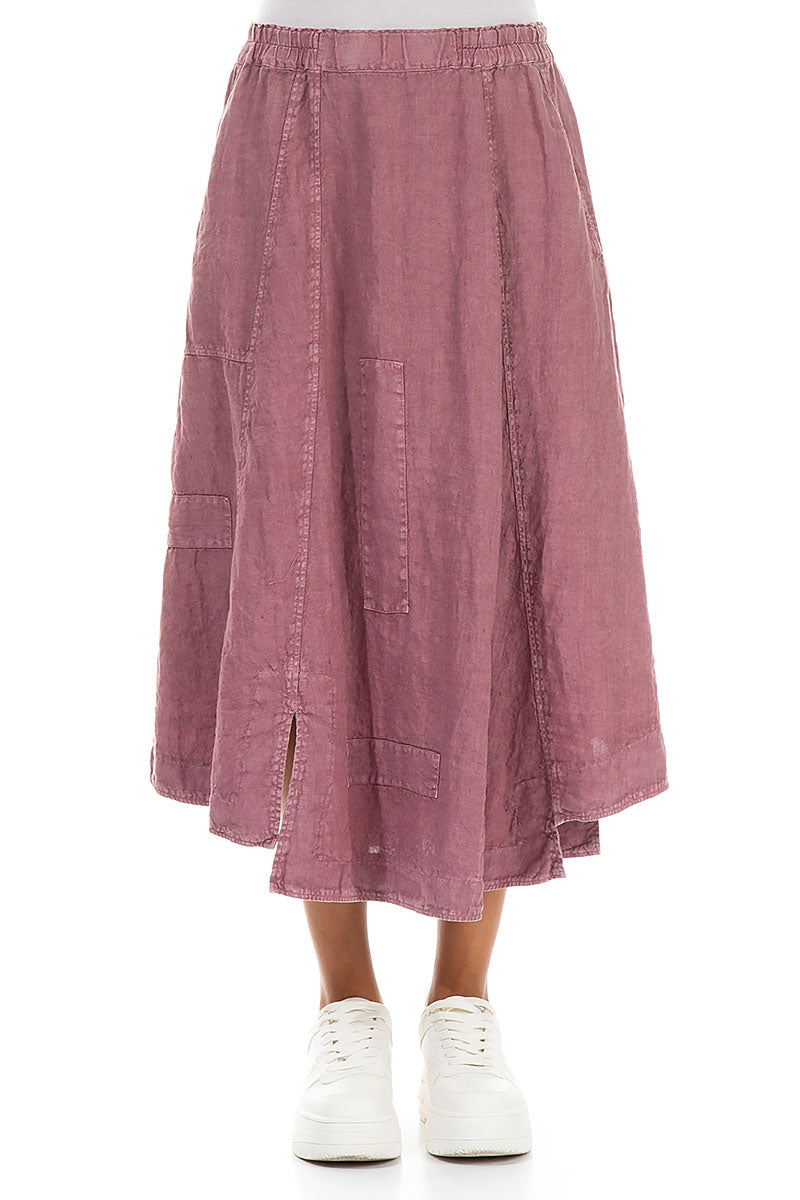 Flared Off-Dye Mauve Taupe Linen Skirt 1
