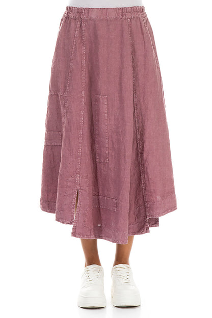 Flared Off-Dye Mauve Taupe Linen Skirt 1