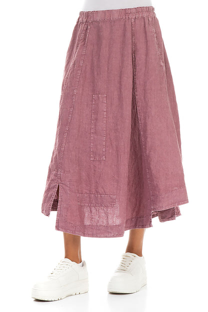 Flared Off-Dye Mauve Taupe Linen Skirt 3