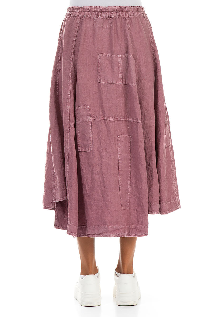 Flared Off-Dye Mauve Taupe Linen Skirt 2
