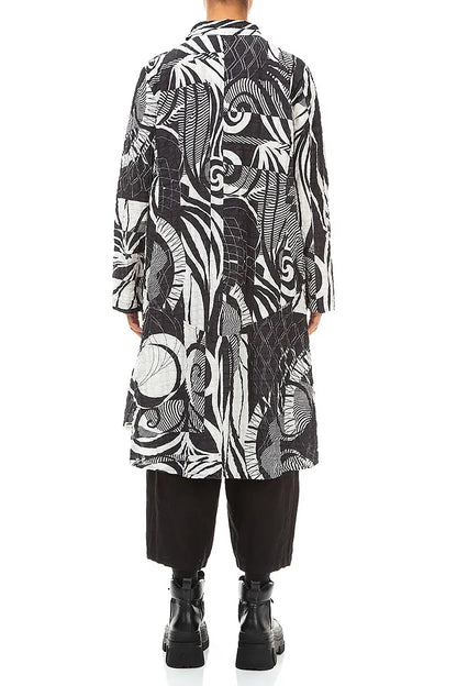 Ausgestellte Jacke aus kariertem Orbit-Leinen und Baumwolle