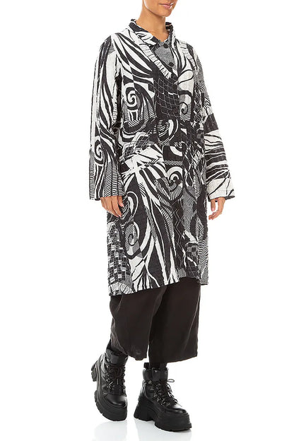 Ausgestellte Jacke aus kariertem Orbit-Leinen und Baumwolle