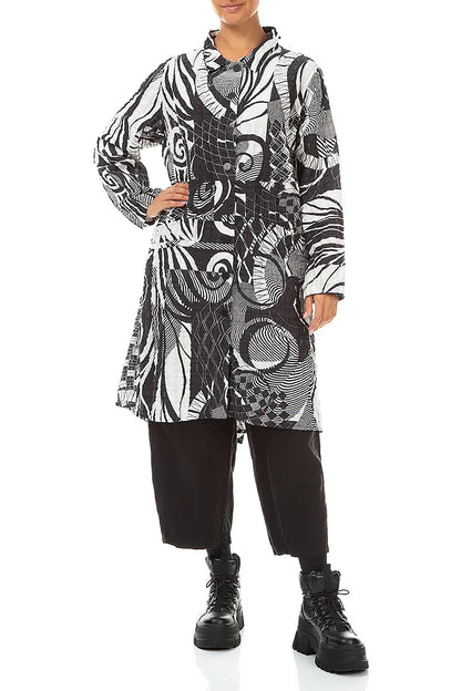 Ausgestellte Jacke aus kariertem Orbit-Leinen und Baumwolle