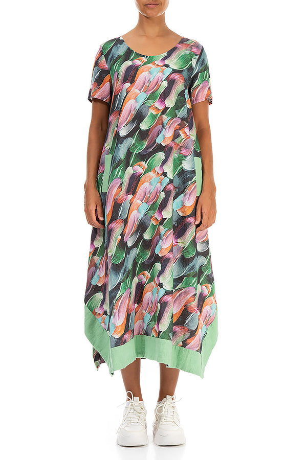 Flared Paint Charm Linen Dress 1
