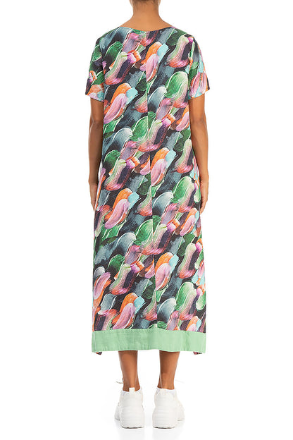 Flared Paint Charm Linen Dress 2