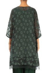 Flared Pine Green Bubbles Silk Tunic 2