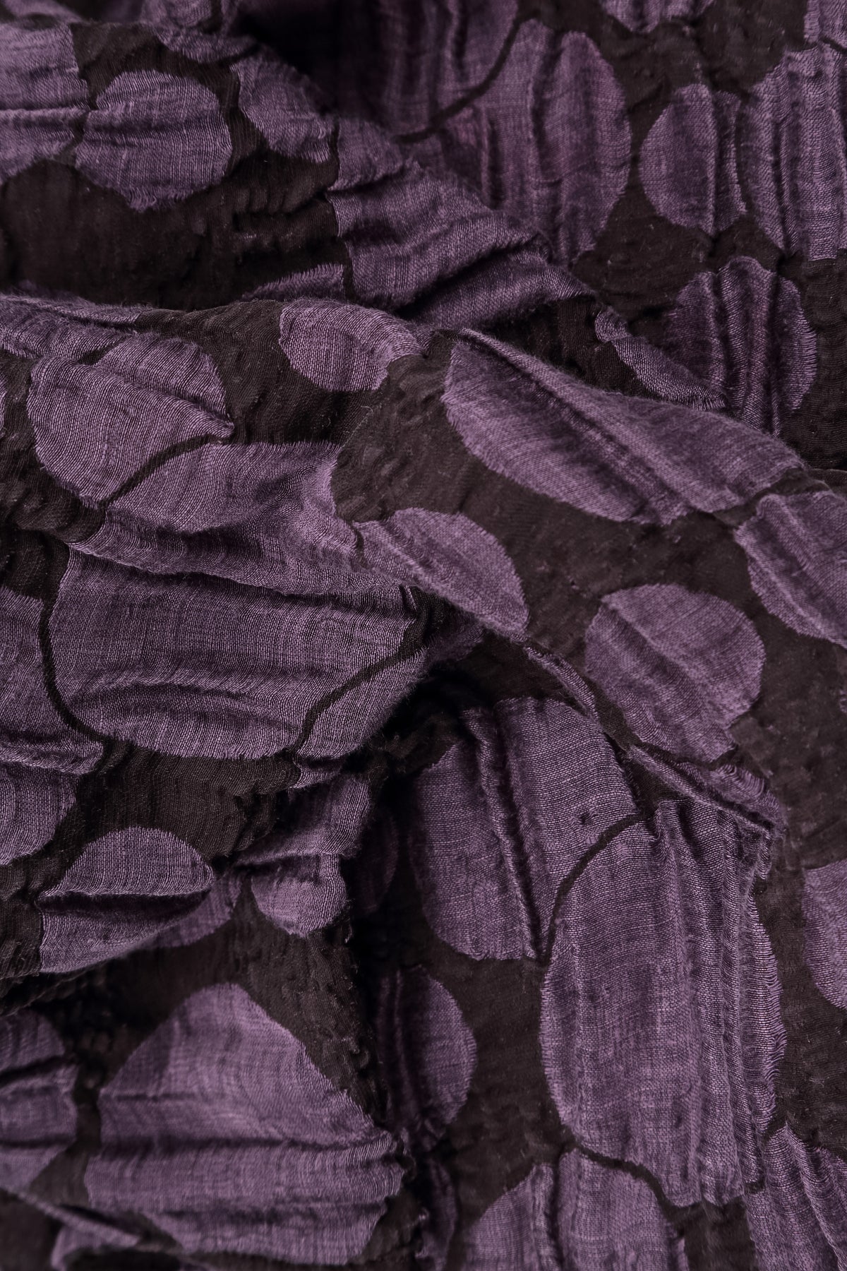 Flared Pockets Crinkled Deep Plum Circle Silk Linen Tunic