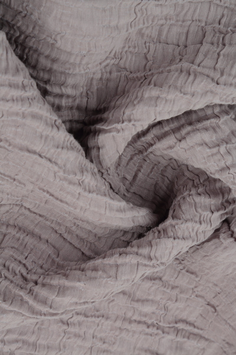 Flared Pockets Crinkled Greige Silk Linen Blouse 5