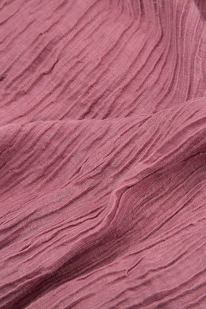 Flared Pockets Crinkled Mauve Taupe Silk Blouse 5