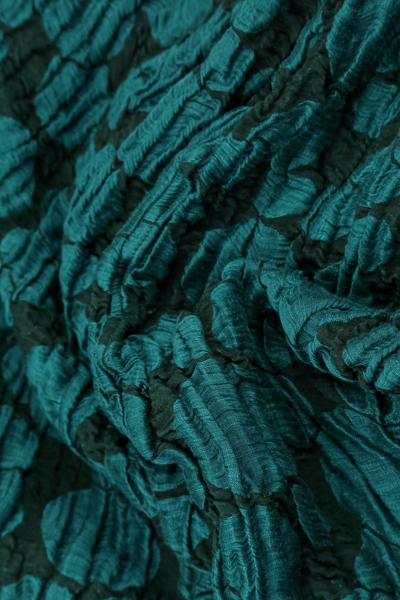 Flared Pockets Crinkled Peacock Circle Silk Linen Tunic 5