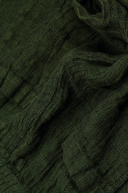 Flared Shamrock Green Mélange Linen Midi Dress