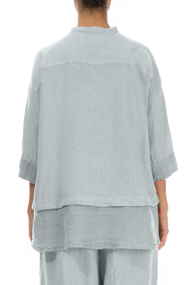 Flared Silver Grey Linen Shirt