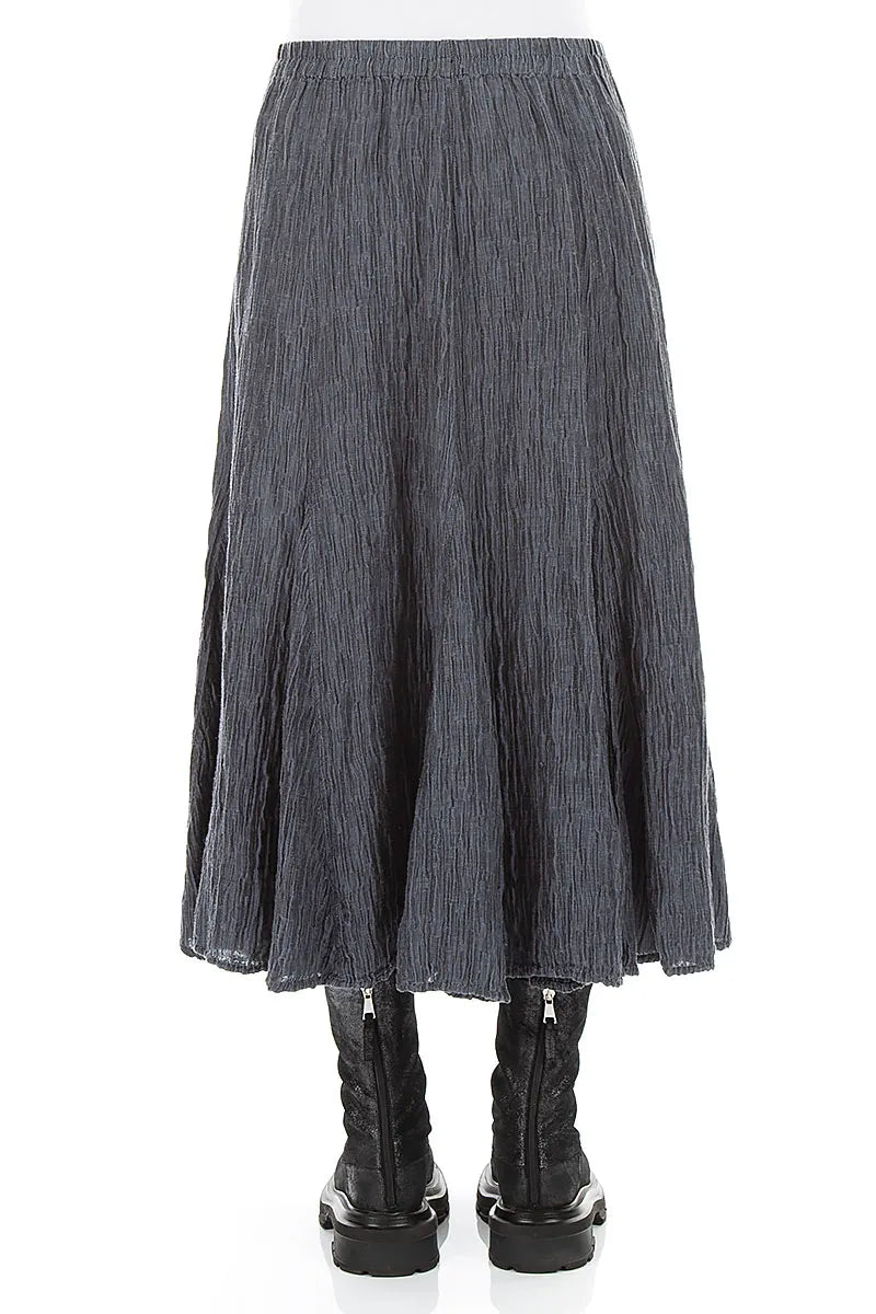 Flared Slate Crinkled Silk Skirt