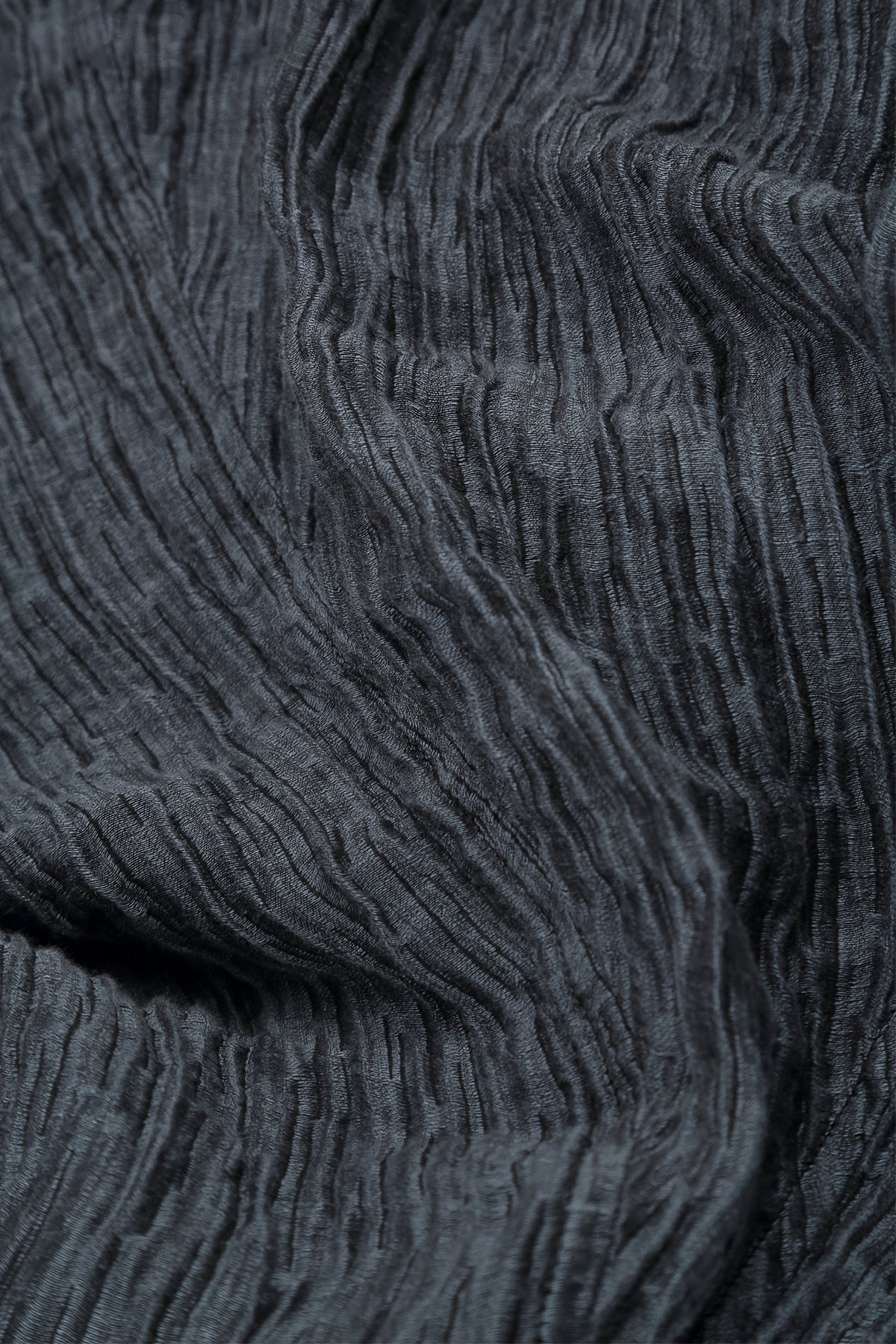 Flared Slate Crinkled Silk Skirt