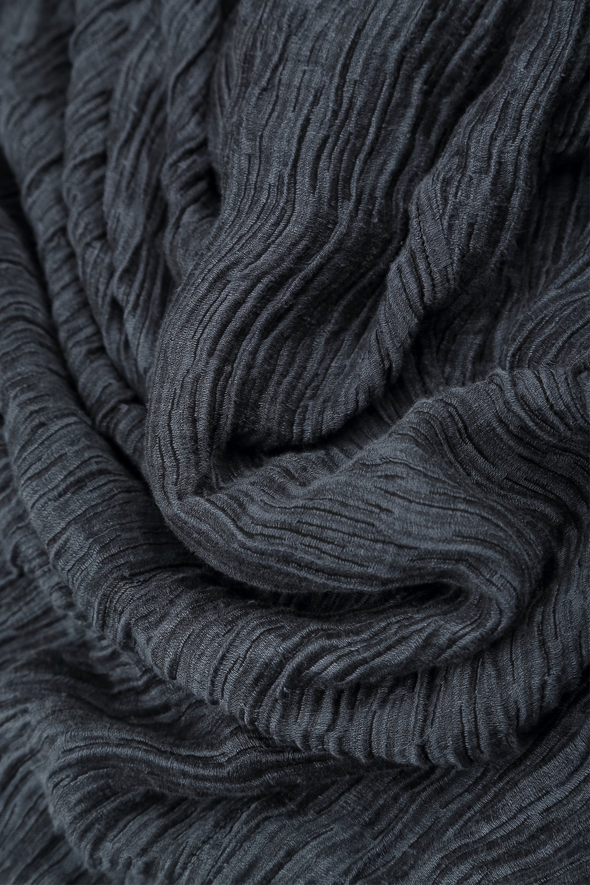 Flared Slate Crinkled Silk Skirt