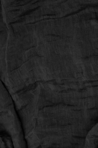 Flared Textured Black Silk Linen Shirt 5