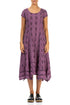 Flared Textured Bubbles Wild Berry Linen Dress 1