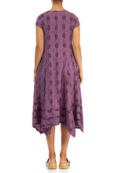 Flared Textured Bubbles Wild Berry Linen Dress 2