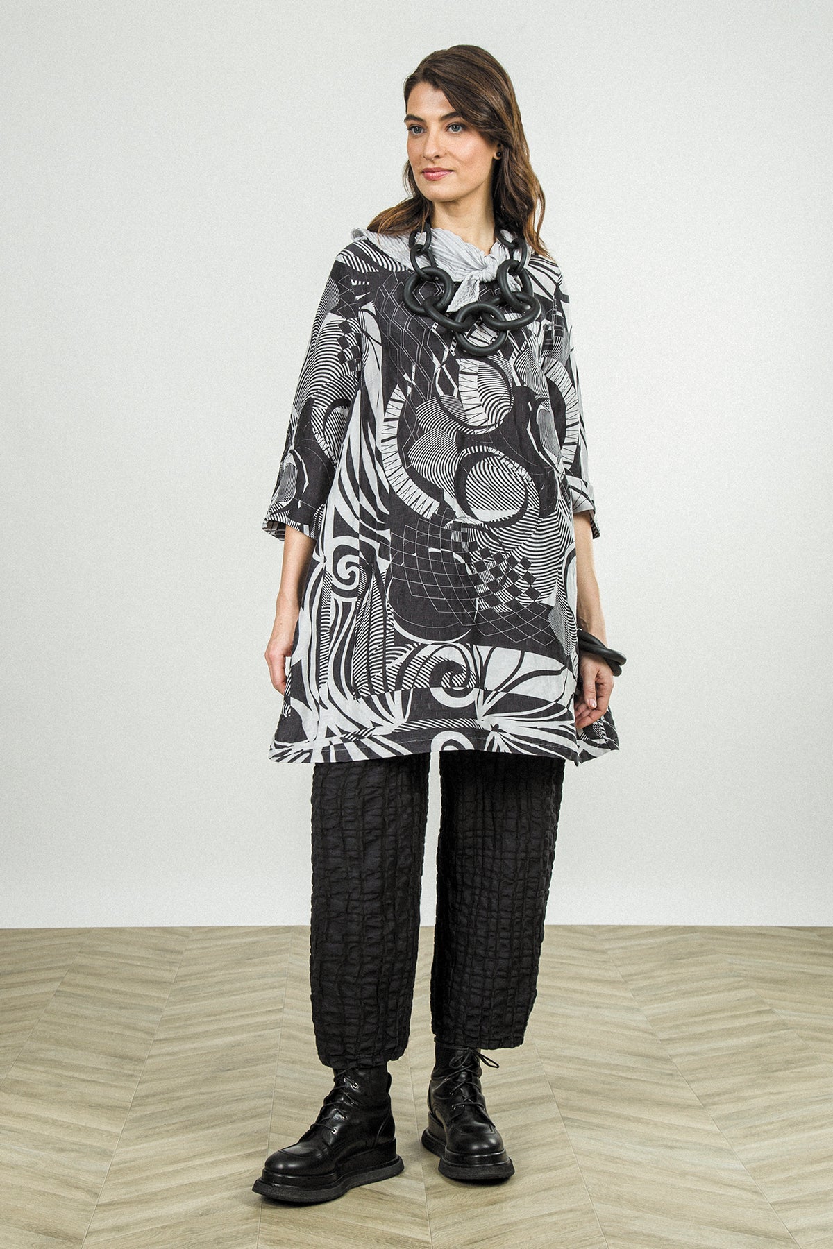 Flared Textured Orbit Silk Linen Tunic