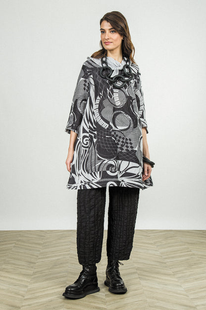 Flared Textured Orbit Silk Linen Tunic