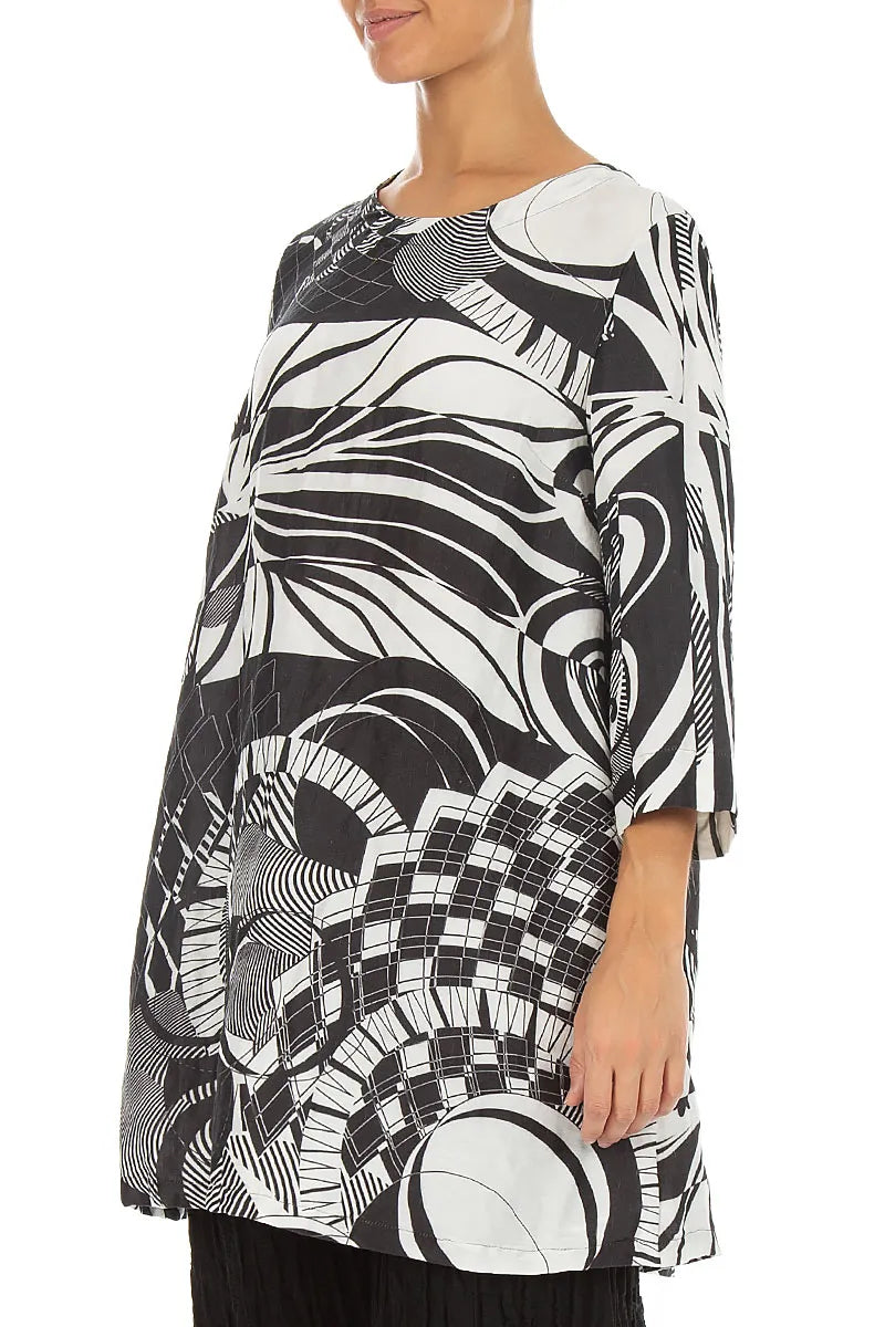 Flared Textured Orbit Silk Linen Tunic