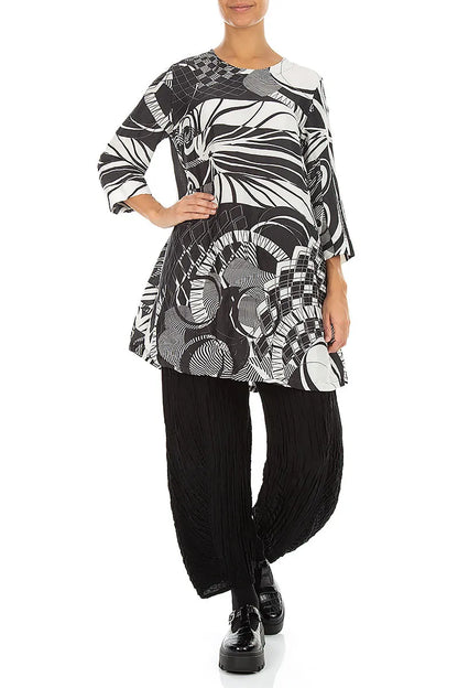 Flared Textured Orbit Silk Linen Tunic
