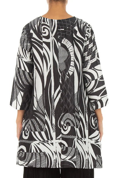 Flared Textured Orbit Silk Linen Tunic