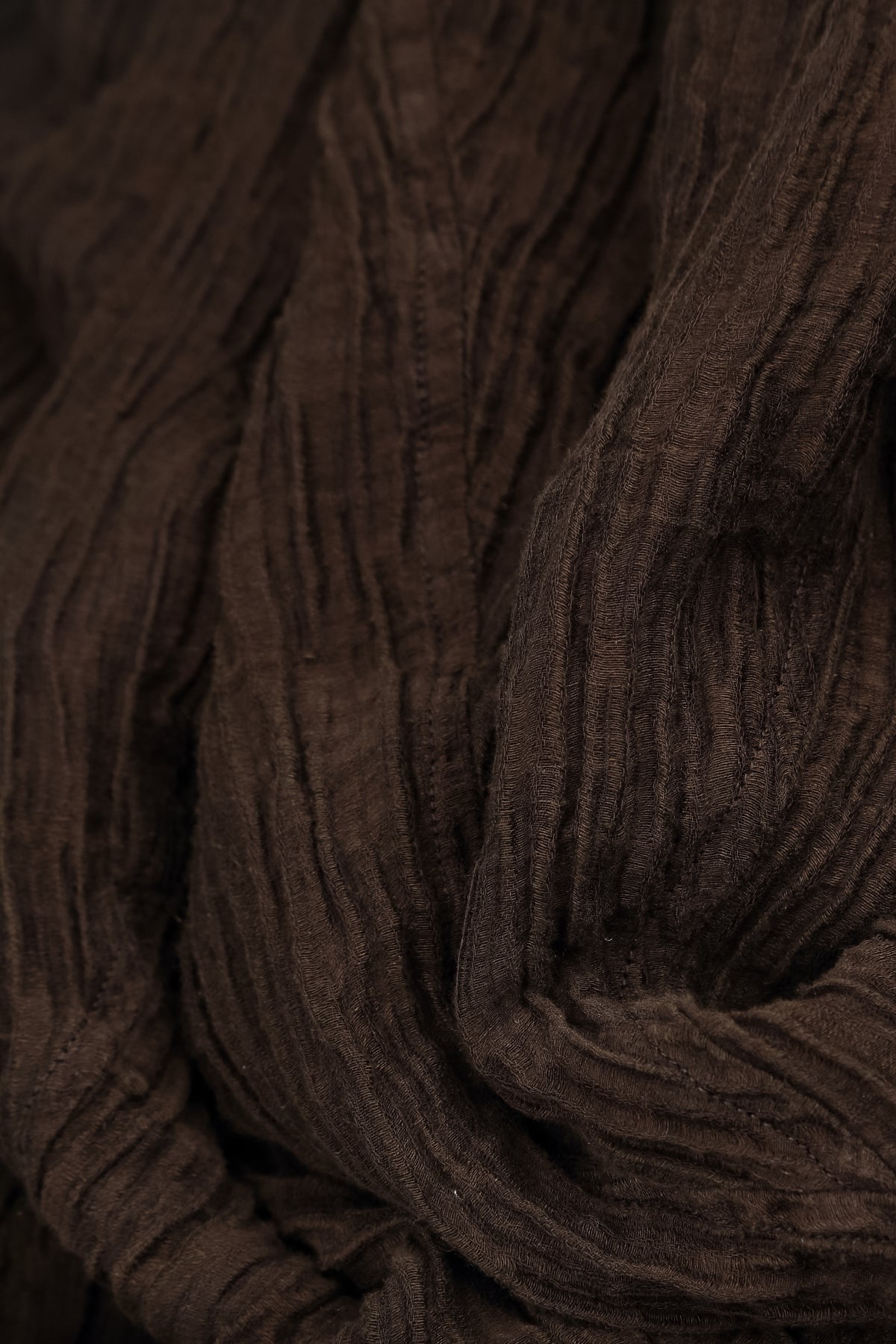 Flared Truffle Brown Crinkled Silk Skirt