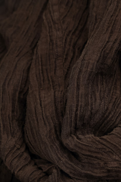 Flared Truffle Brown Crinkled Silk Skirt