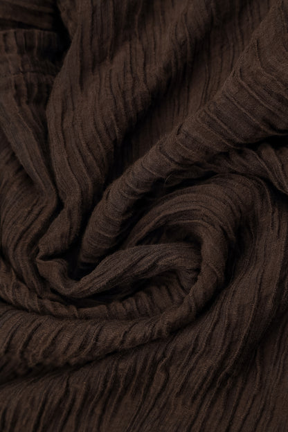 Flared Truffle Brown Crinkled Silk Skirt
