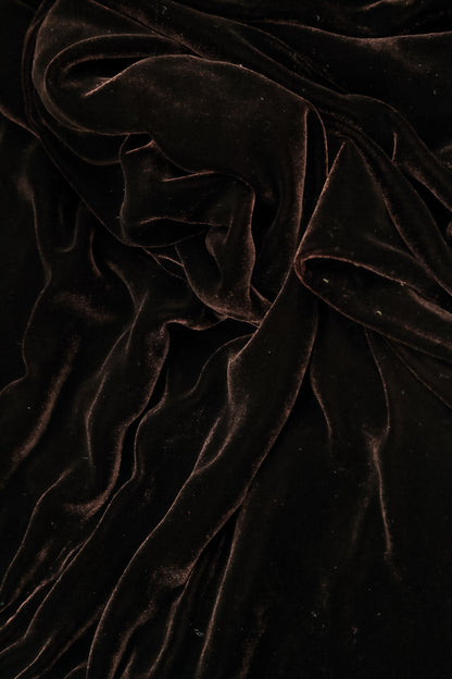 Flared Truffle Brown Silk Velvet Dress 5