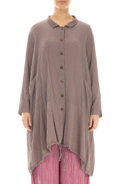 Flared Truffle Textured Silk Jacket 1