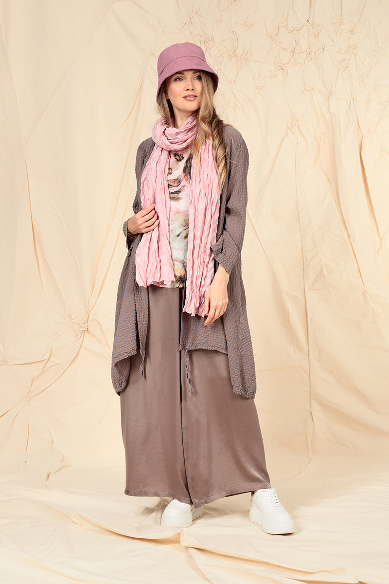 Flared Truffle Textured Silk Jacket 7