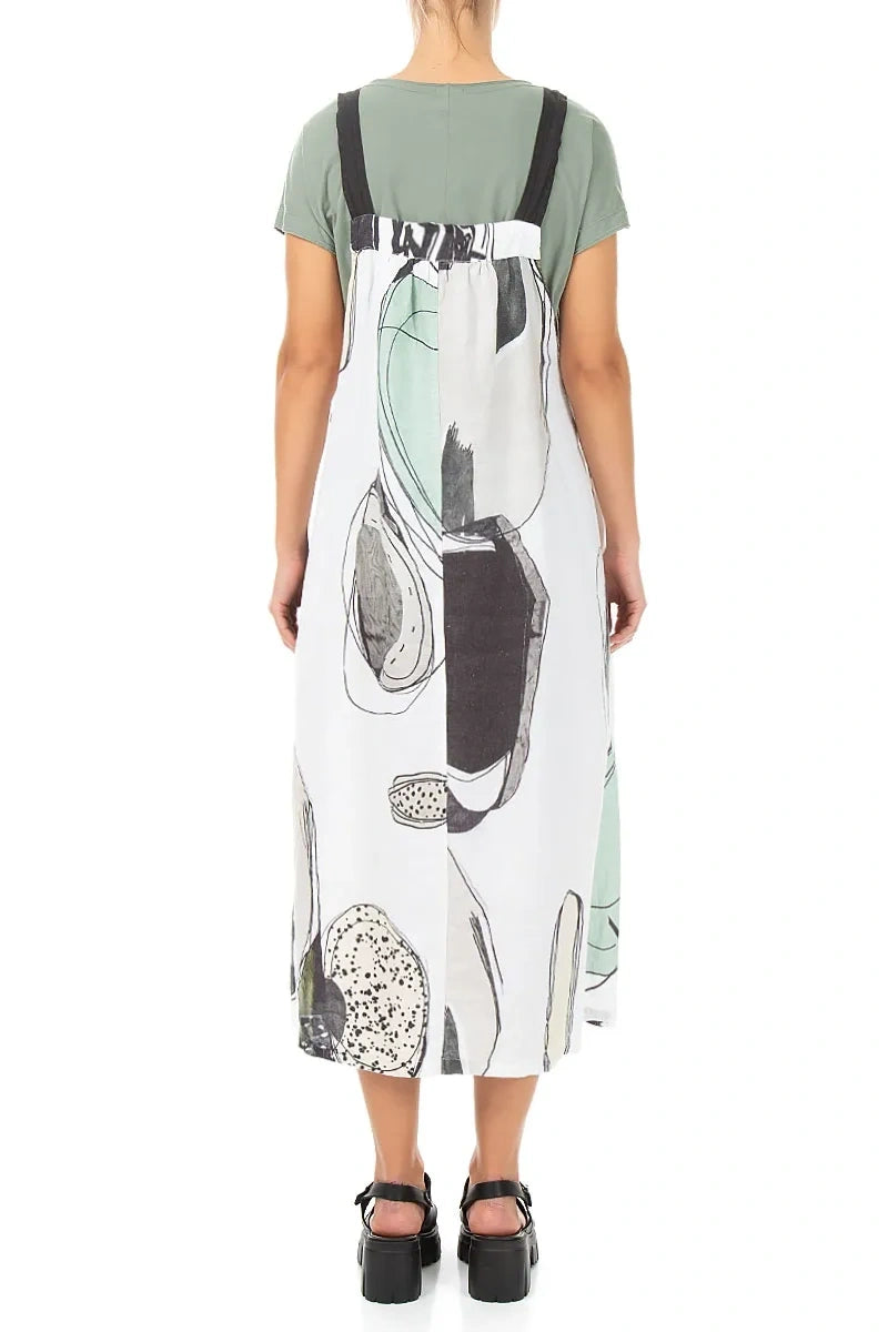 Flared Tumbled Stone Linen Pinafore Dress 2