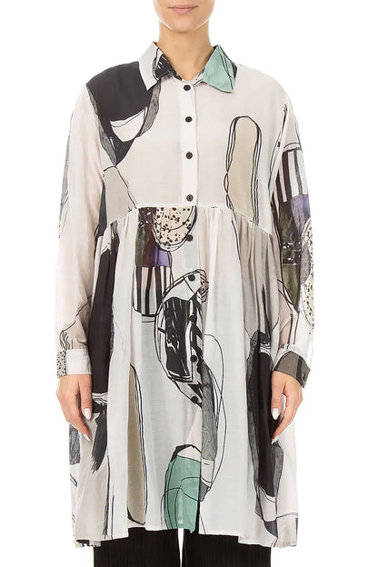 Flared Tumbled Stone Silk Cotton Jacket 1