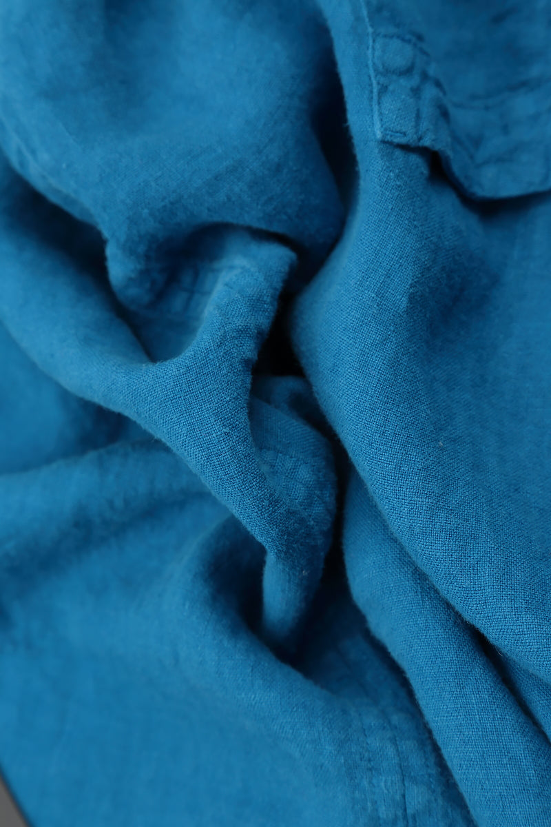 Flared V-Neck Cobalt Blue Linen Dress