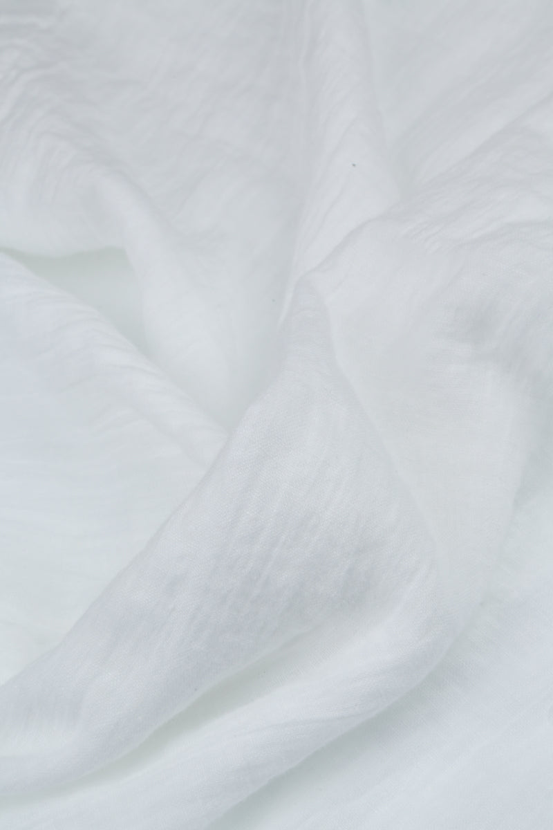 Flared White Gauze Linen Maxi Skirt