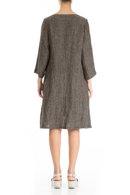 Floaty Beige Mélange Linen Dress 2